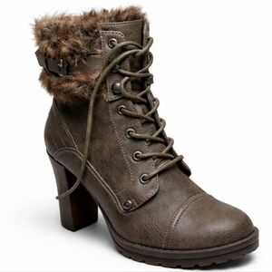 G by Guess Women's Heeled Boots with Fur Trim